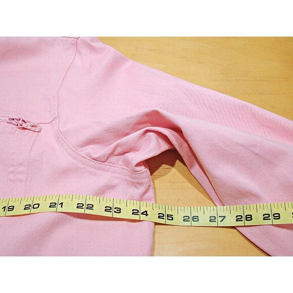 Quacker Factory Pink Rhinestone Raw Hem Fringe Button Up Jacket Shacket Size XL - Picture 10 of 12